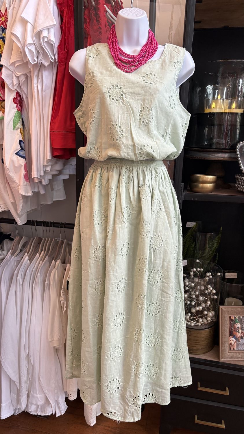 Sage Eyelet skirt/top, Size: small