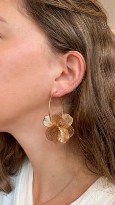 Gold Orchid Earrings