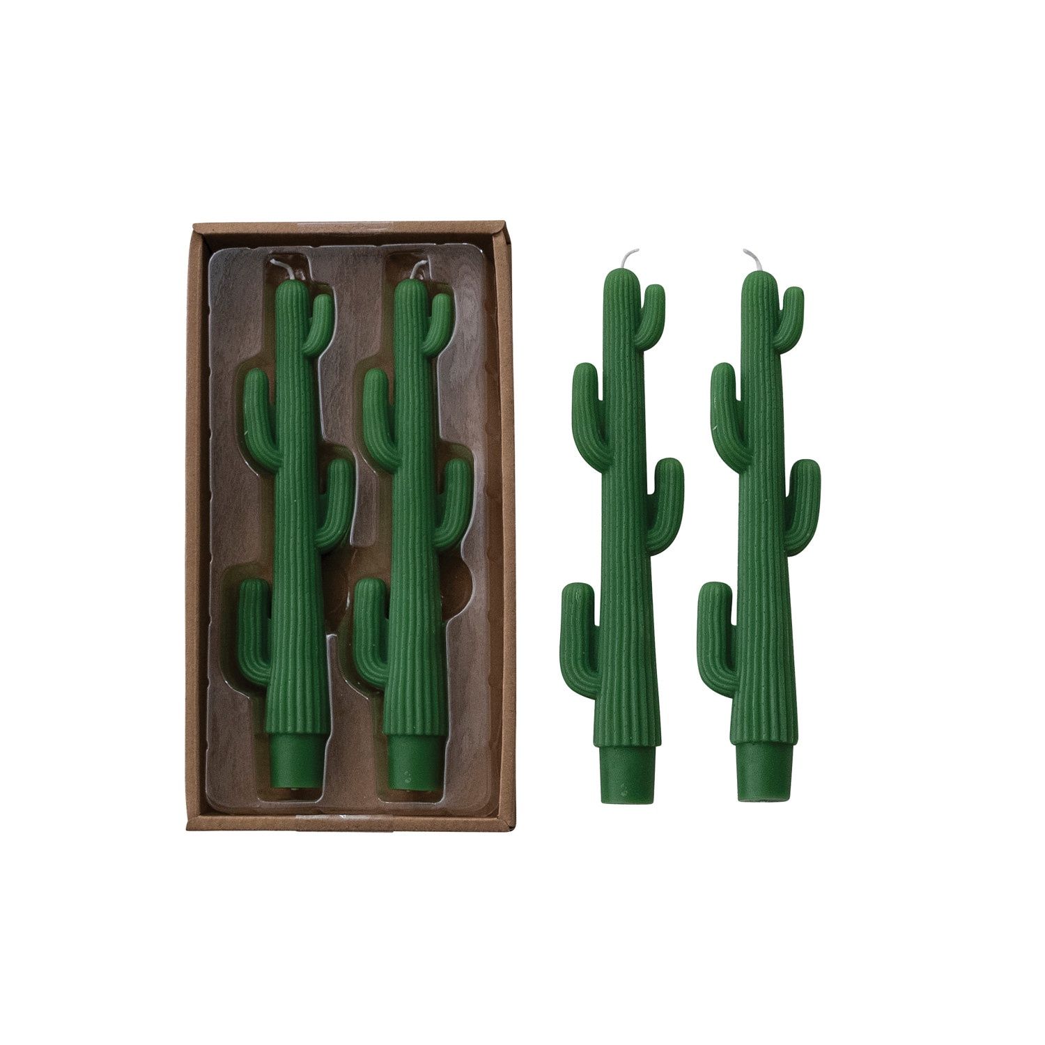 Cactus Taper Candles, Color: Green