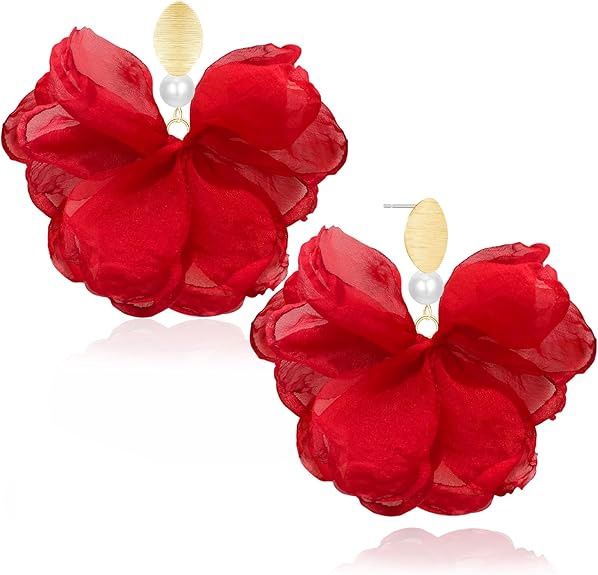 Poppy Fabric Petal Earrings