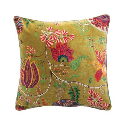 20" Velvet Printed Pillow w/ Flowers