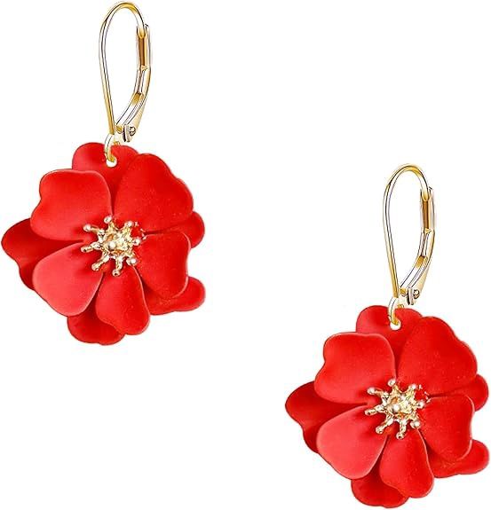 Red Poppy Short Dangle Earrings