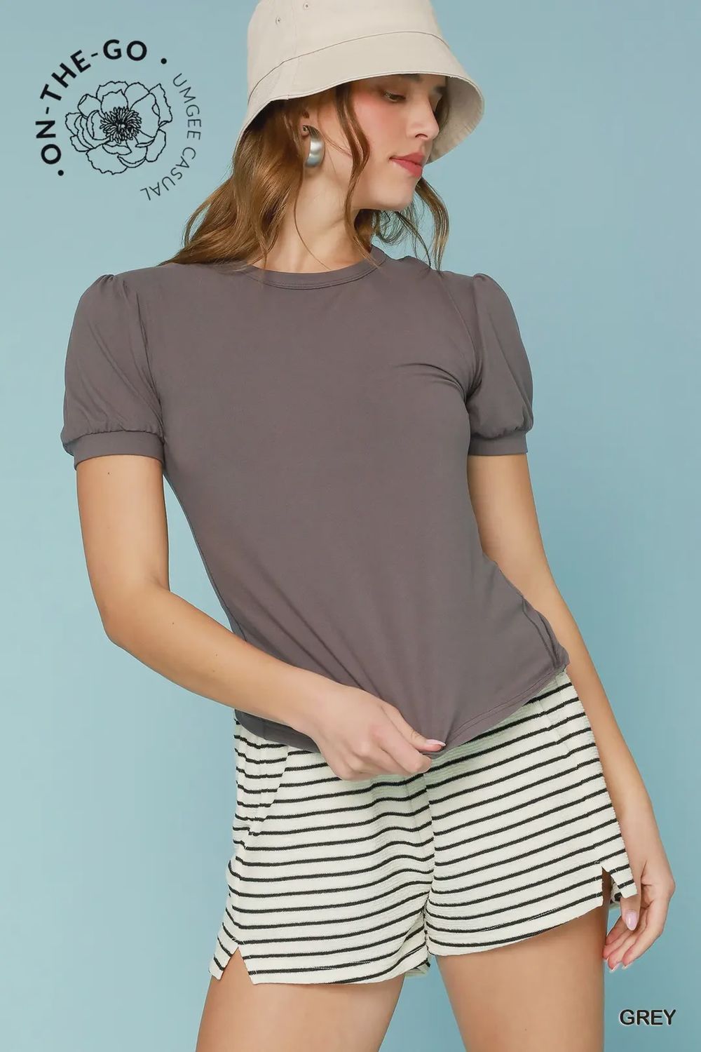 Puff Sleeve Fitted Top, Size: small