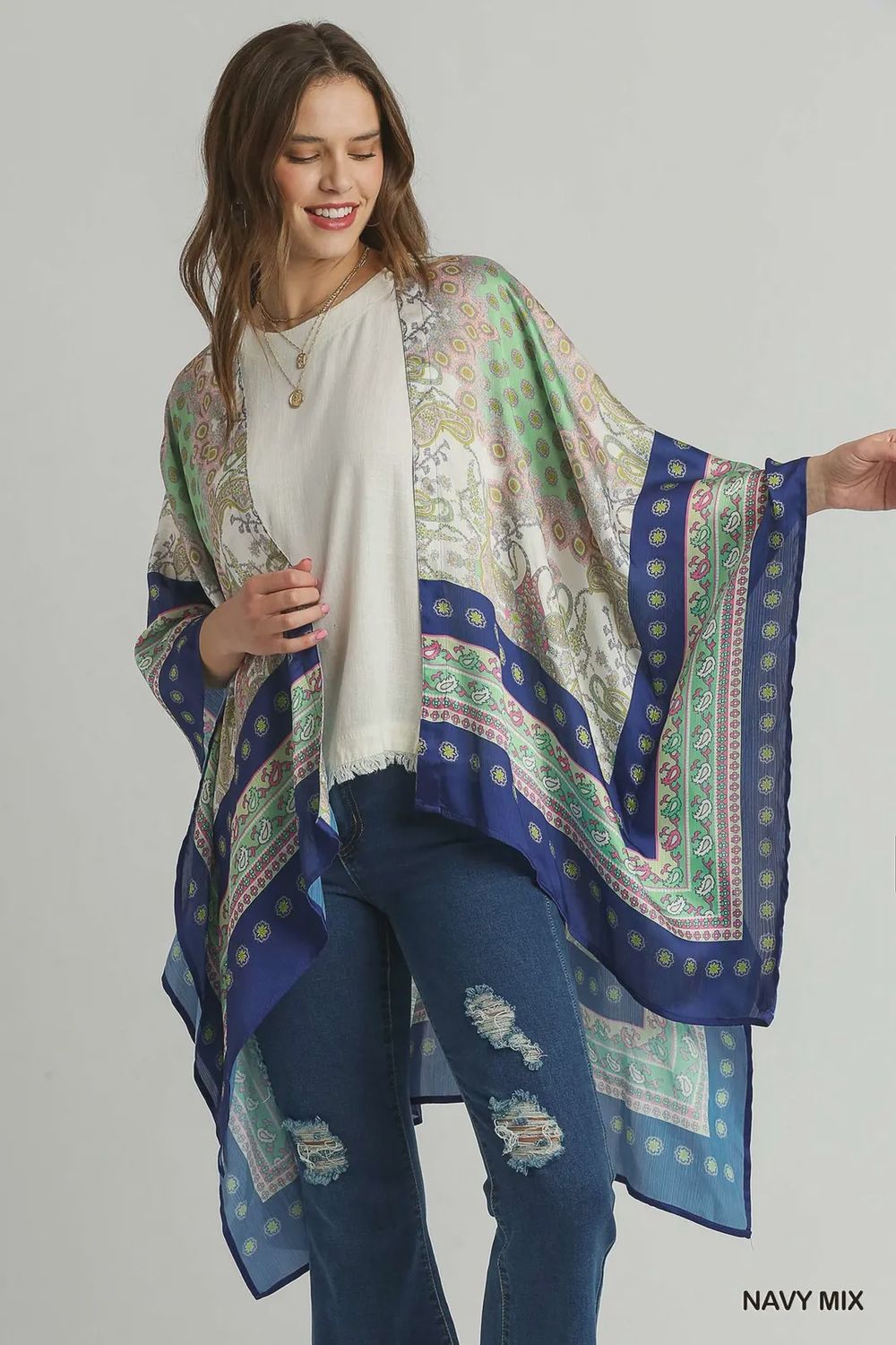 Navy Mix Kimono
