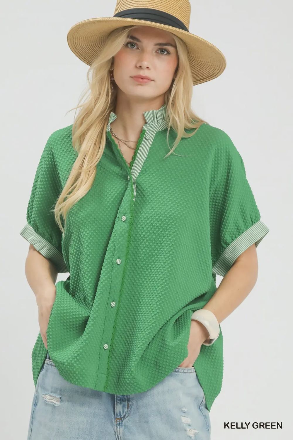 Jacquard Button Down, Size: small