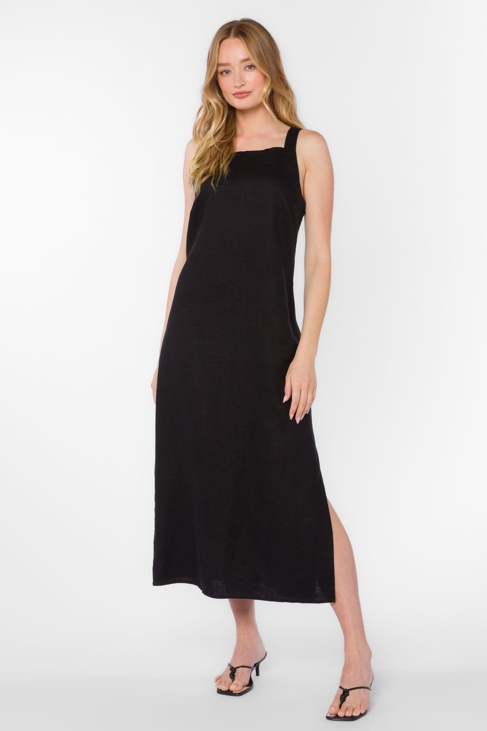 Linen Side Slit Dress, Size: Small