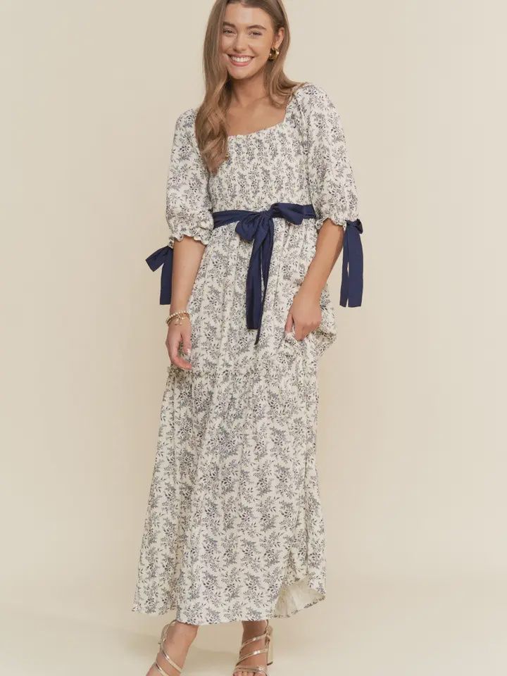 Gauze Cotton Ribbon Maxi Dress