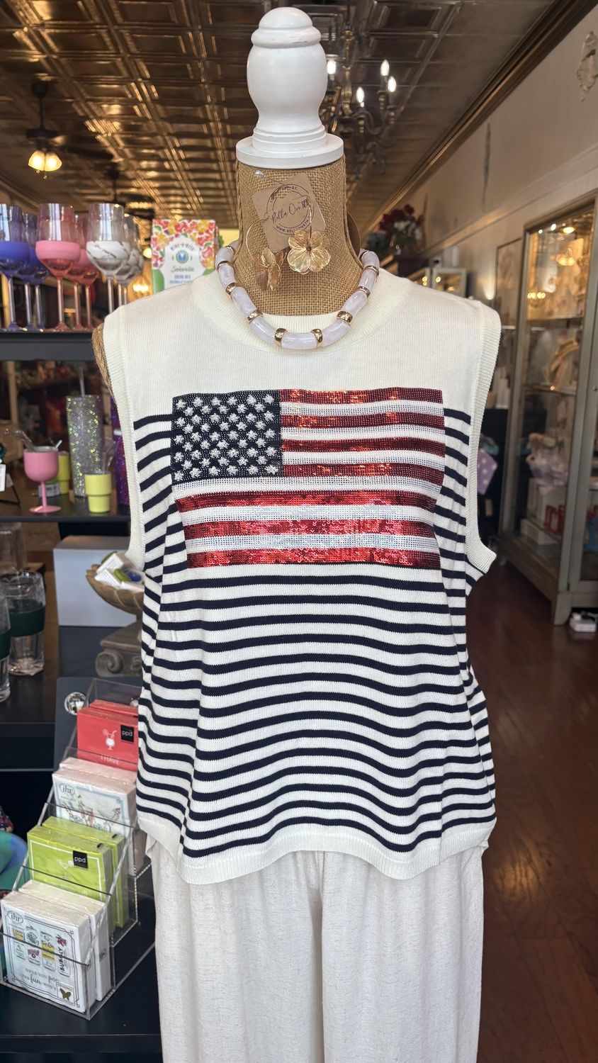 Knit Flag Stripe Tank, Size: XS