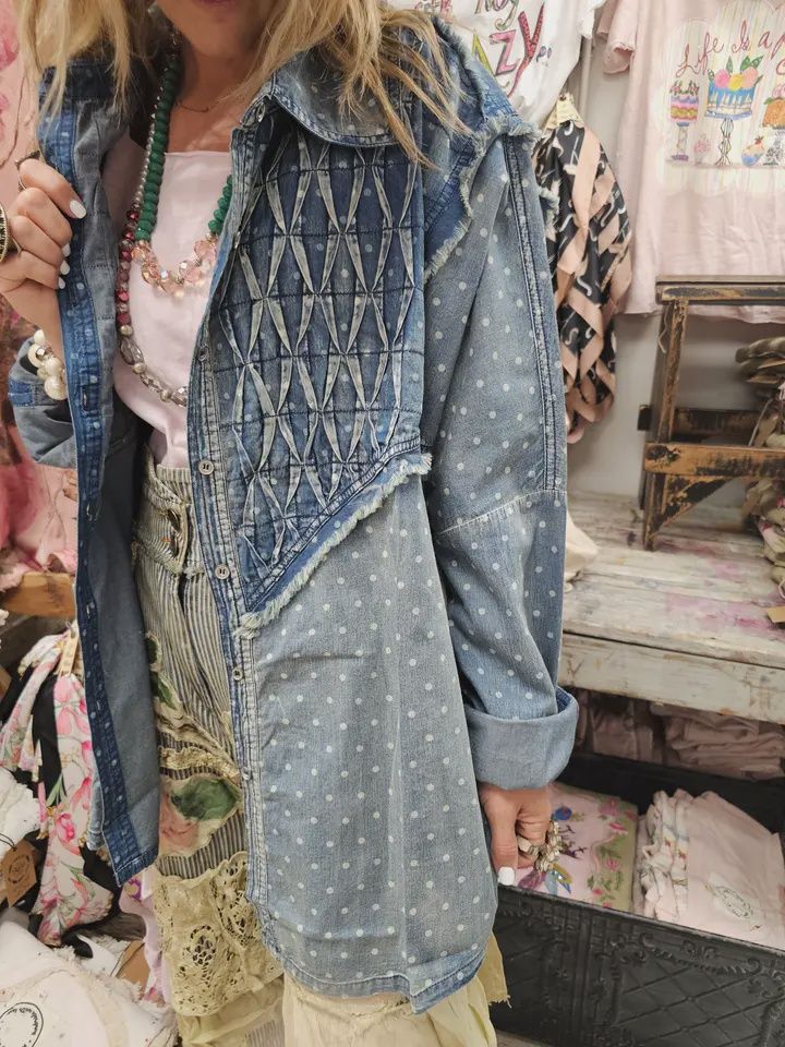 Denim Dot Top