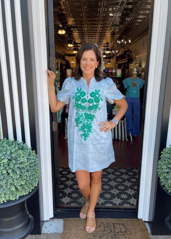 Floral Embroidery Shift Dress