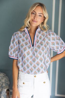 Stripe Contrast Floral Top