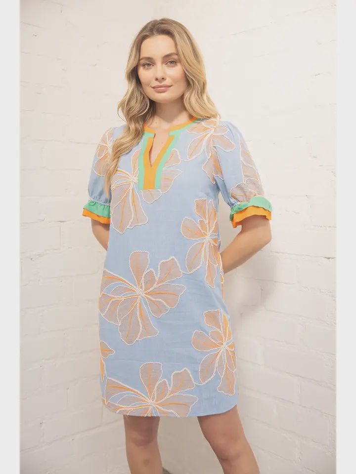 Floral Embroidered Dress, Size: Small