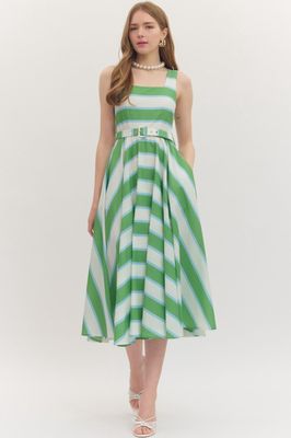 Green &amp; Blue Stripe Dress