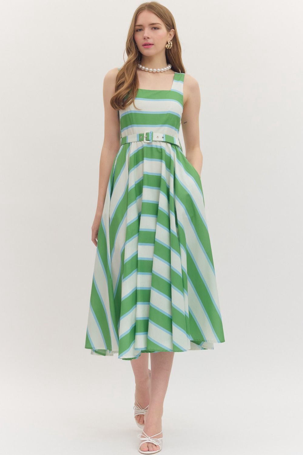 Green &amp; Blue Stripe Dress, Size: Small
