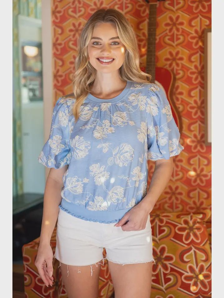 Floral Embroidered Top, Size: Small
