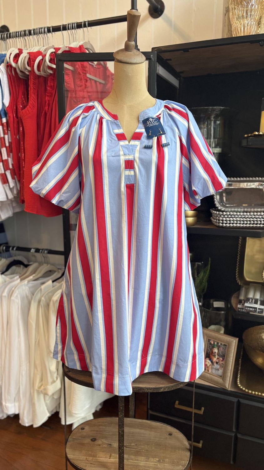 Red &amp; Blue Stripe Dress, Size: Small