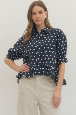Polka Dot Ruffle Top