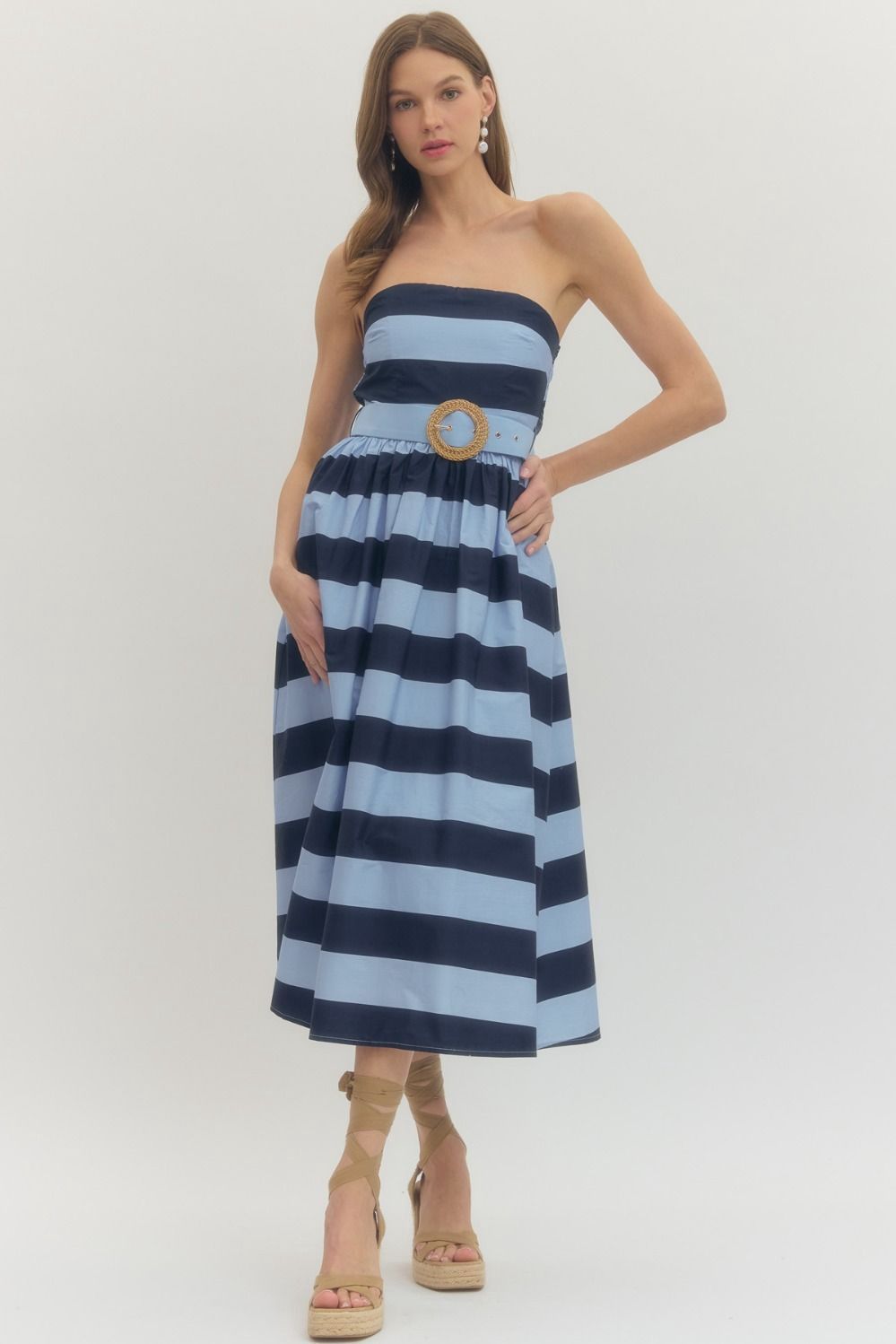 Navy &amp; Blue Stripe Dress, Size: Small