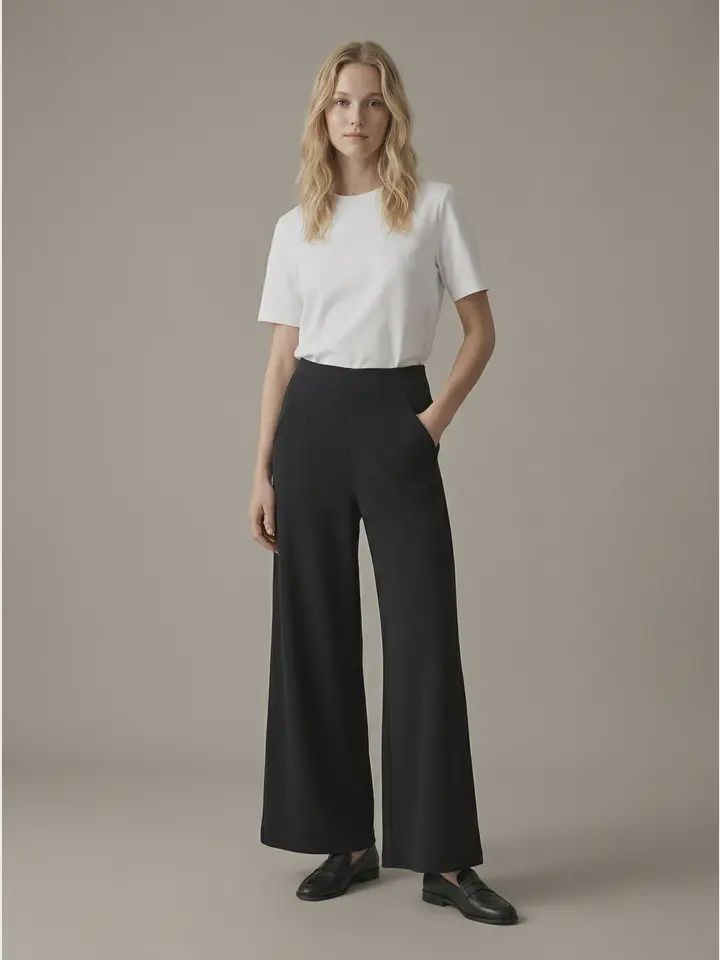 Modal Wide Leg Pant, Color: Black, Size: S