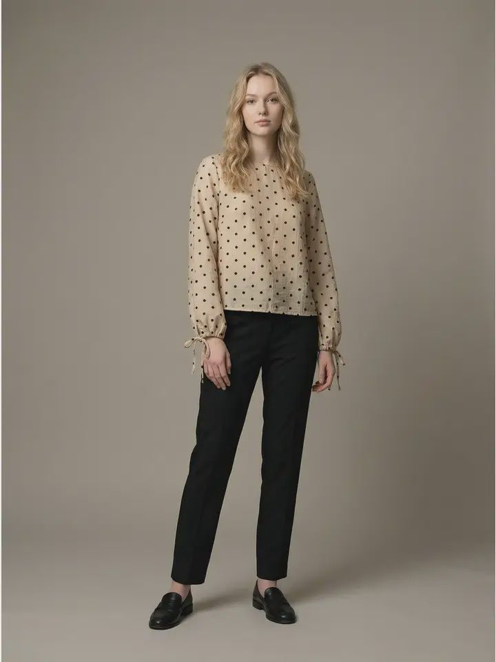 Polka Dot  Cuff Top, Size: Small