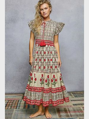 Floral Ruffle Sleeve Maxi Dress