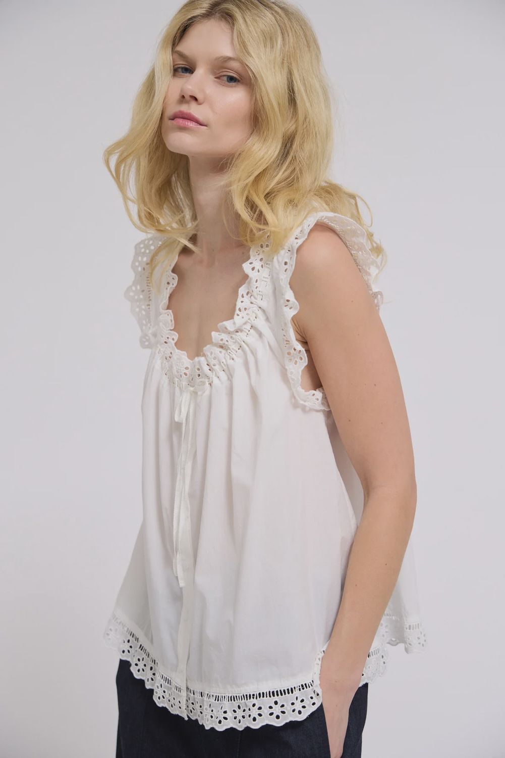 Lace Trim Swing Tank, Color: Atlantic, Size: S