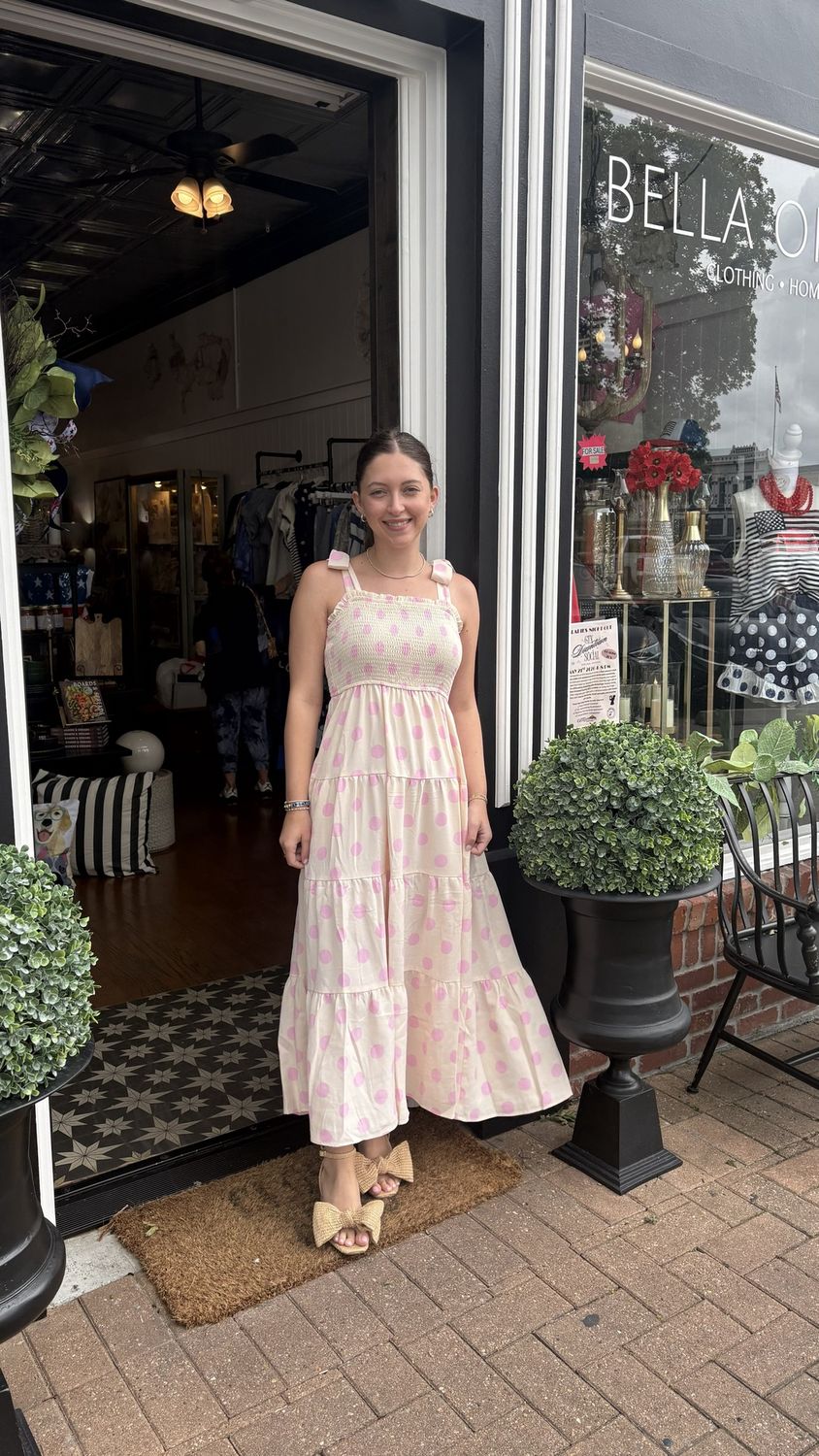 Smocked Pink Polkadot Dress, Size: sm