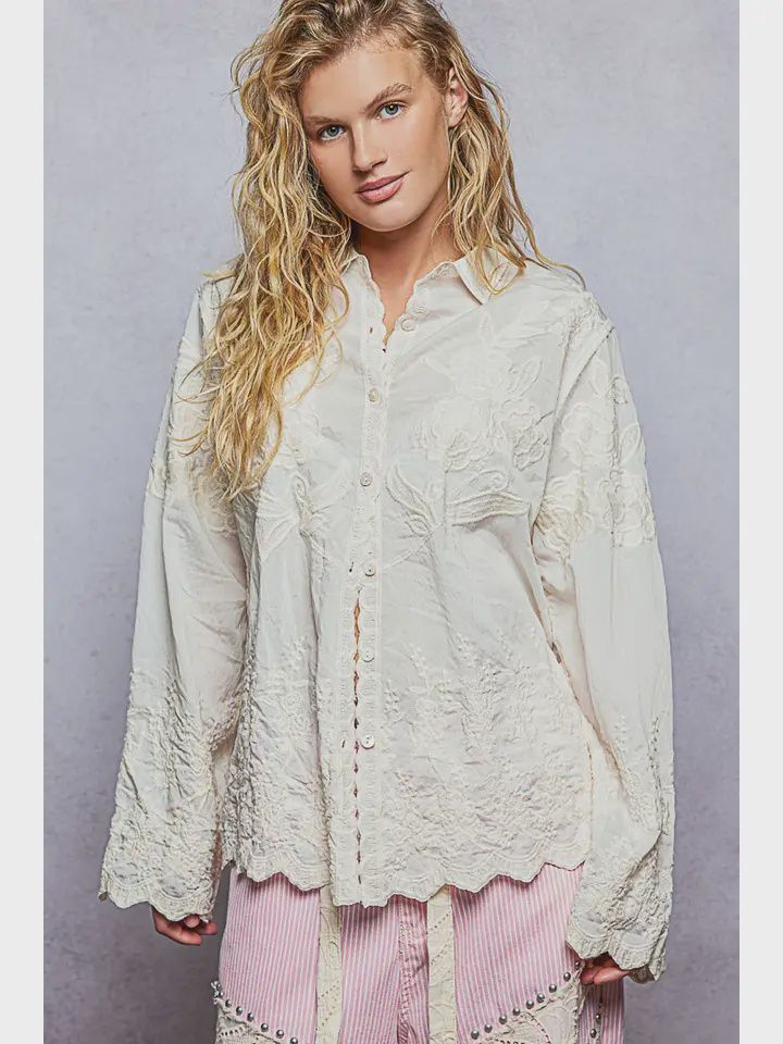 Embroidered Scalloped Shirt