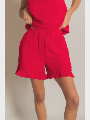 Cotton Gauze Ruffle Short