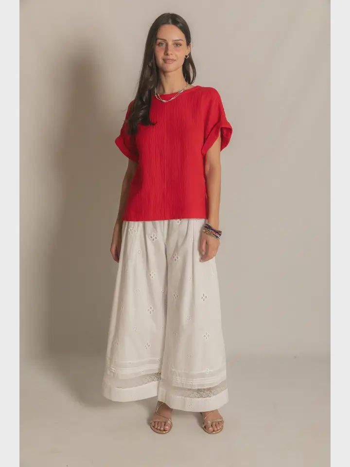 Gauze Capped Sleeve Top