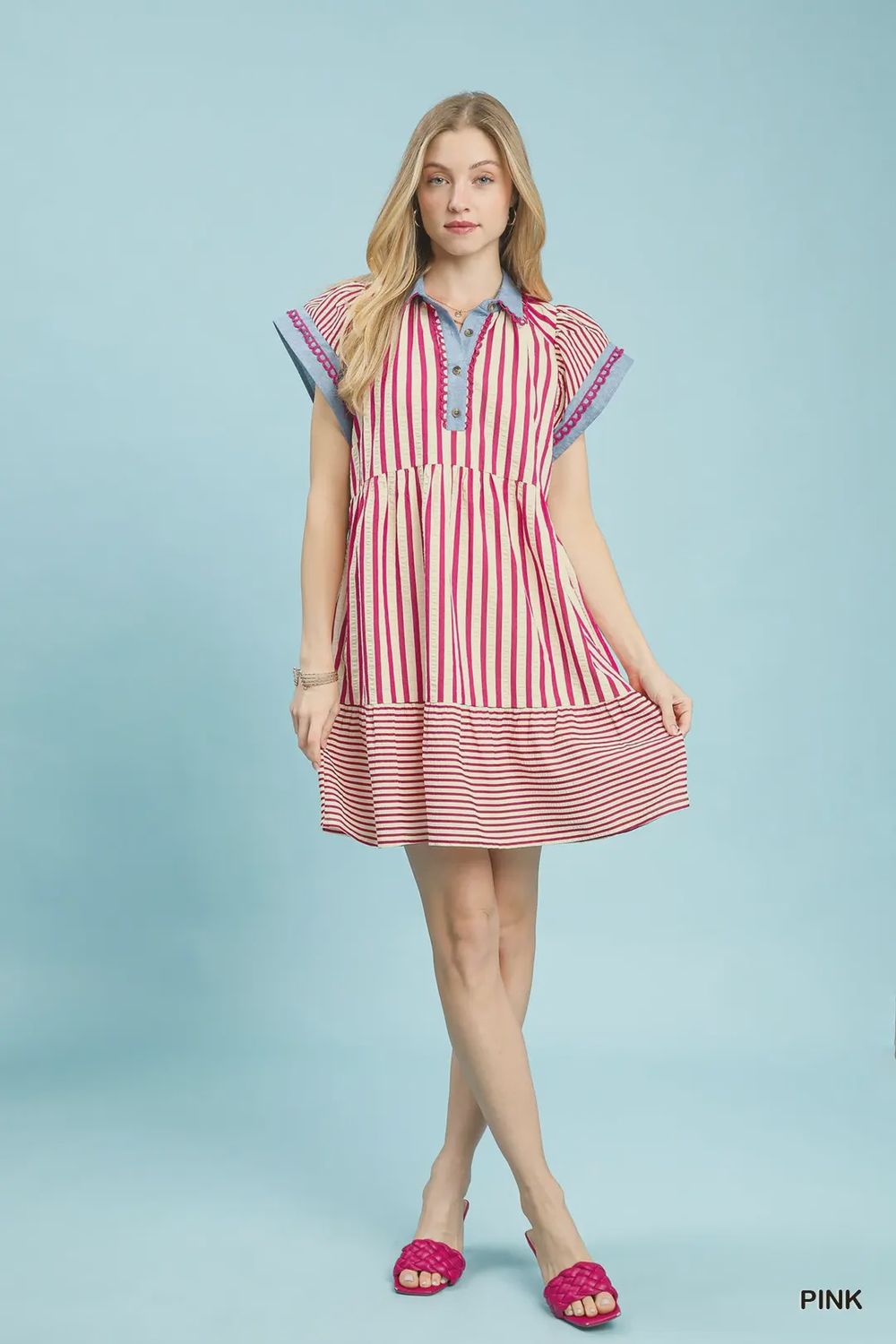 Pink &amp; Cream Stripe Dress, Size: S