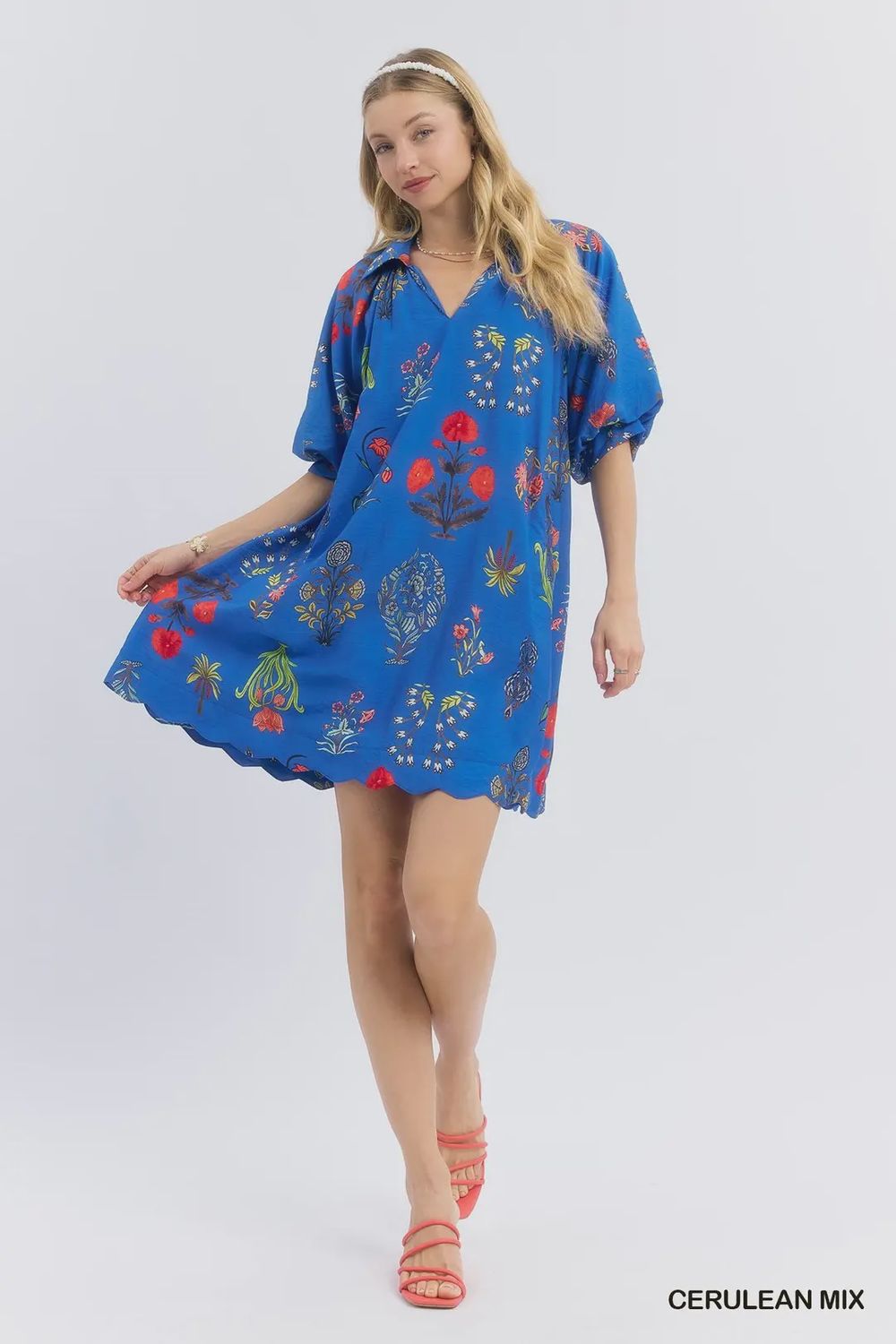 Floral Blue Dress, Size: S