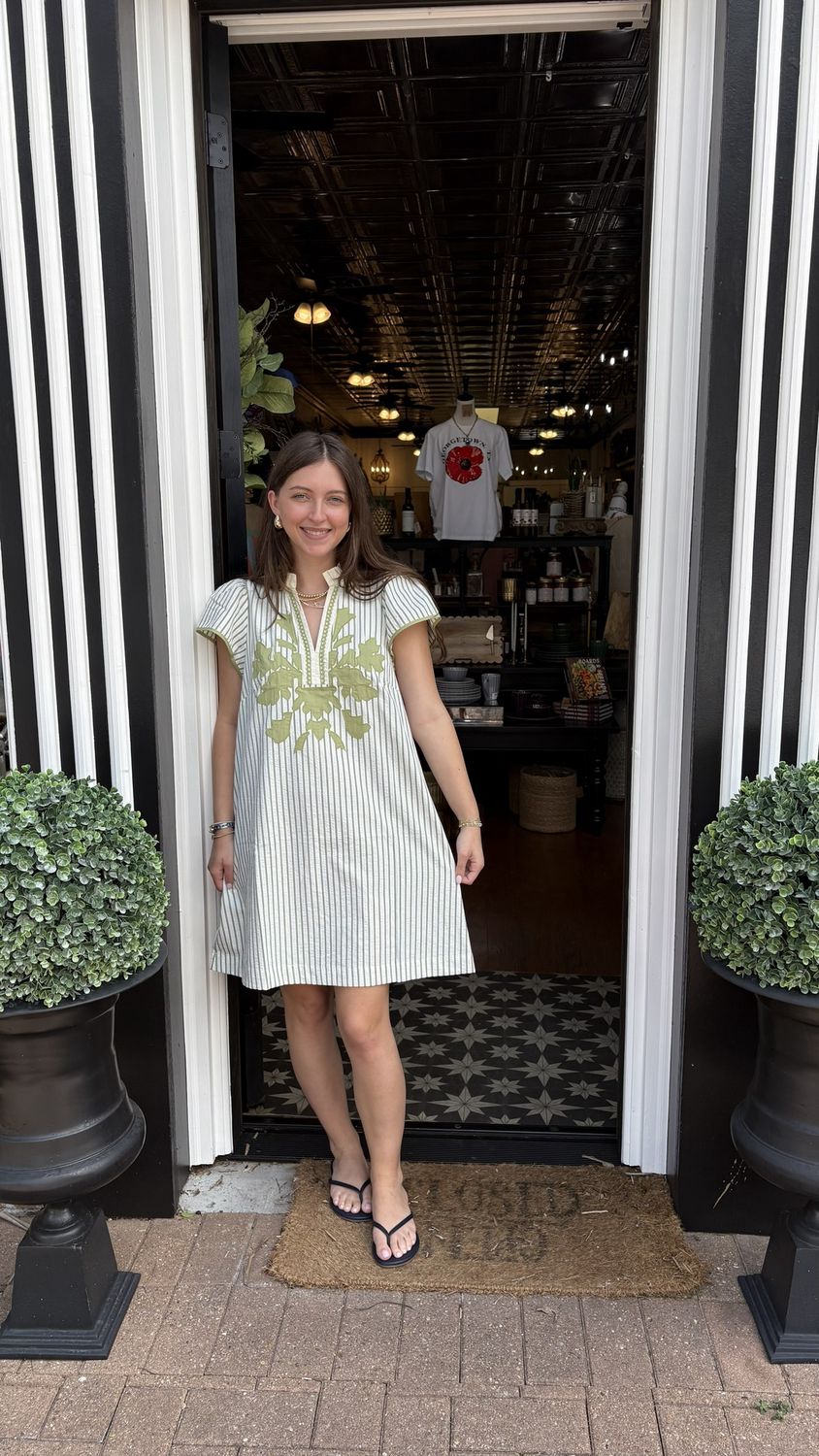 Sage Stripe Dress, Size: S