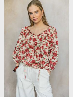 Floral Poplin Billowy Top