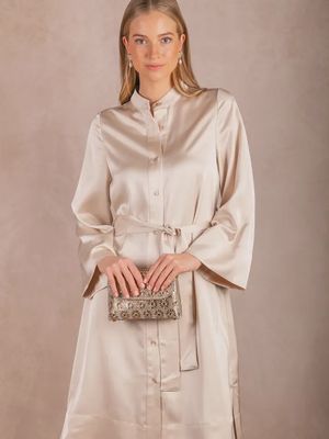 Champagne Satin Kimono Dress