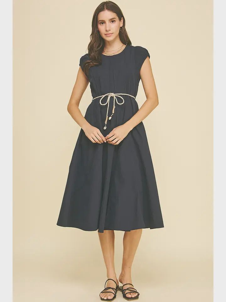 Midi Dress with Rope Belt, Size: S