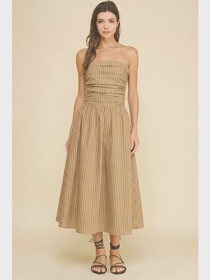 Stripe Smocked Midi Dress