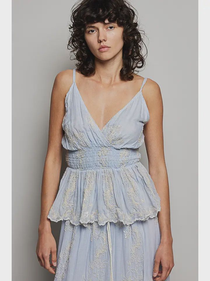 V-Neck Embroidered Top