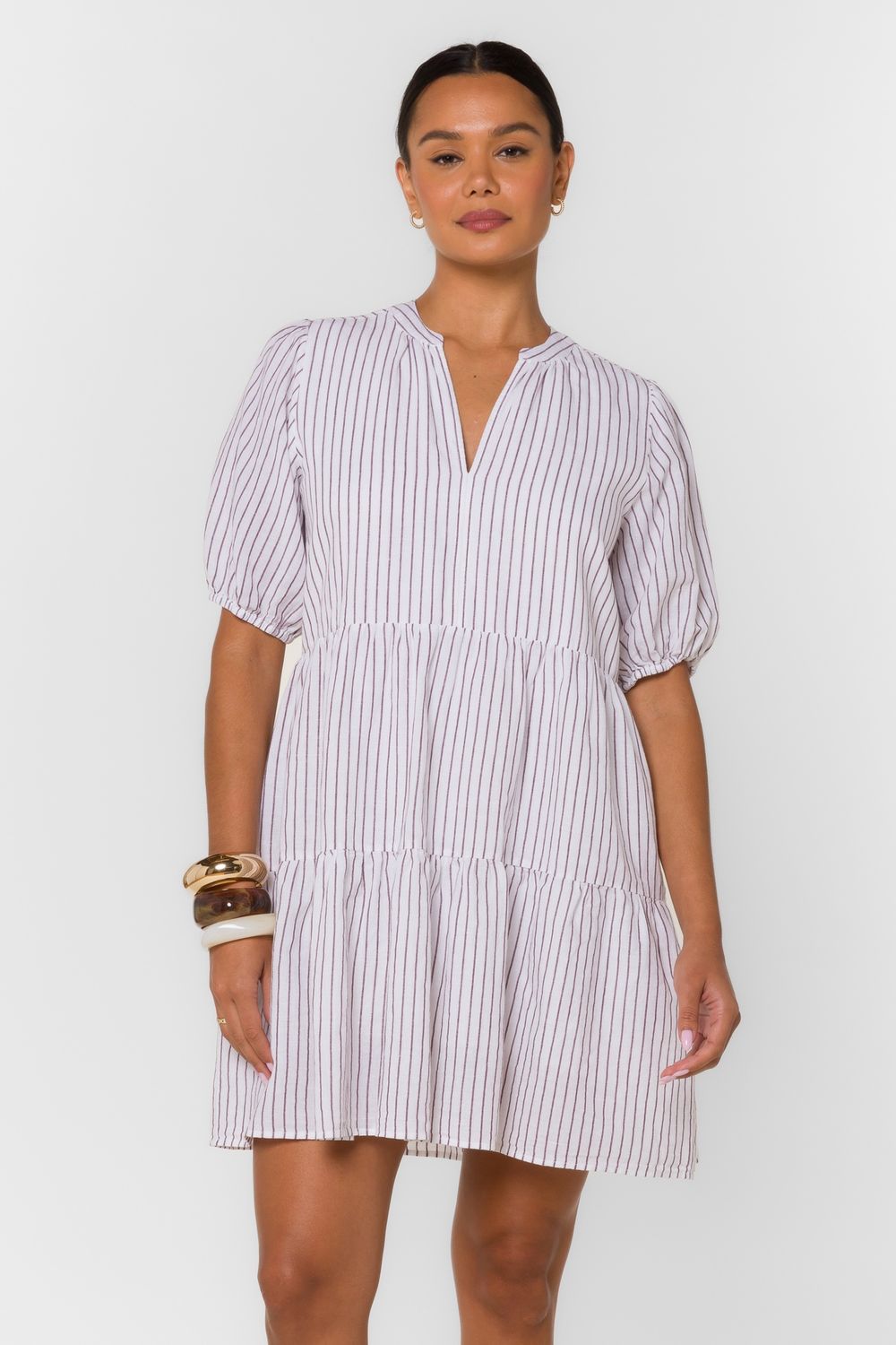 Stripe Linen Dress, Size: S