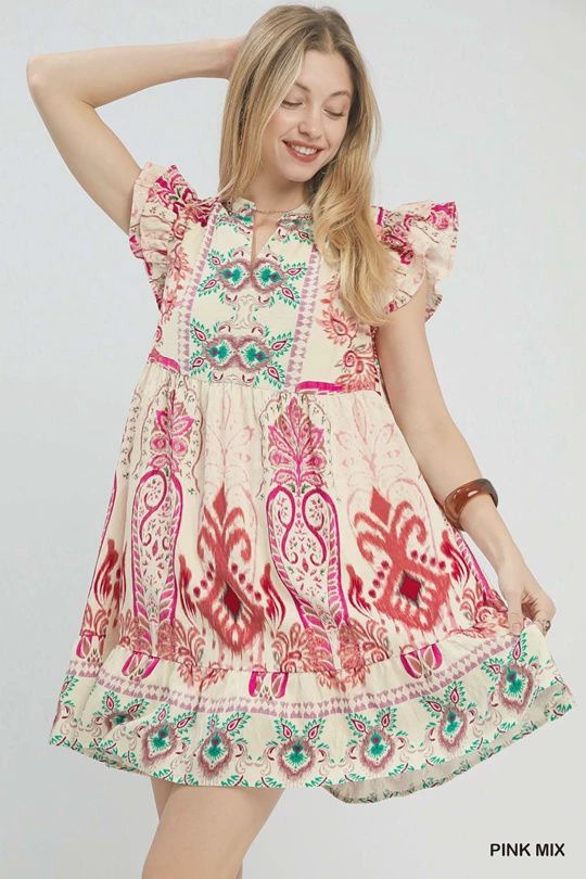 V Neck Ruffle Dress, Size: S