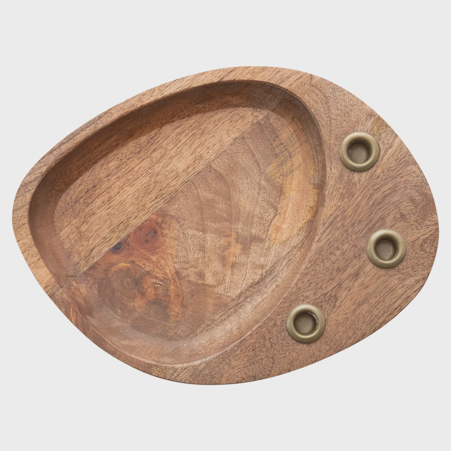 Mango Wood &amp; Taper Holder Tray