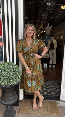Floral Belted Midi Dress