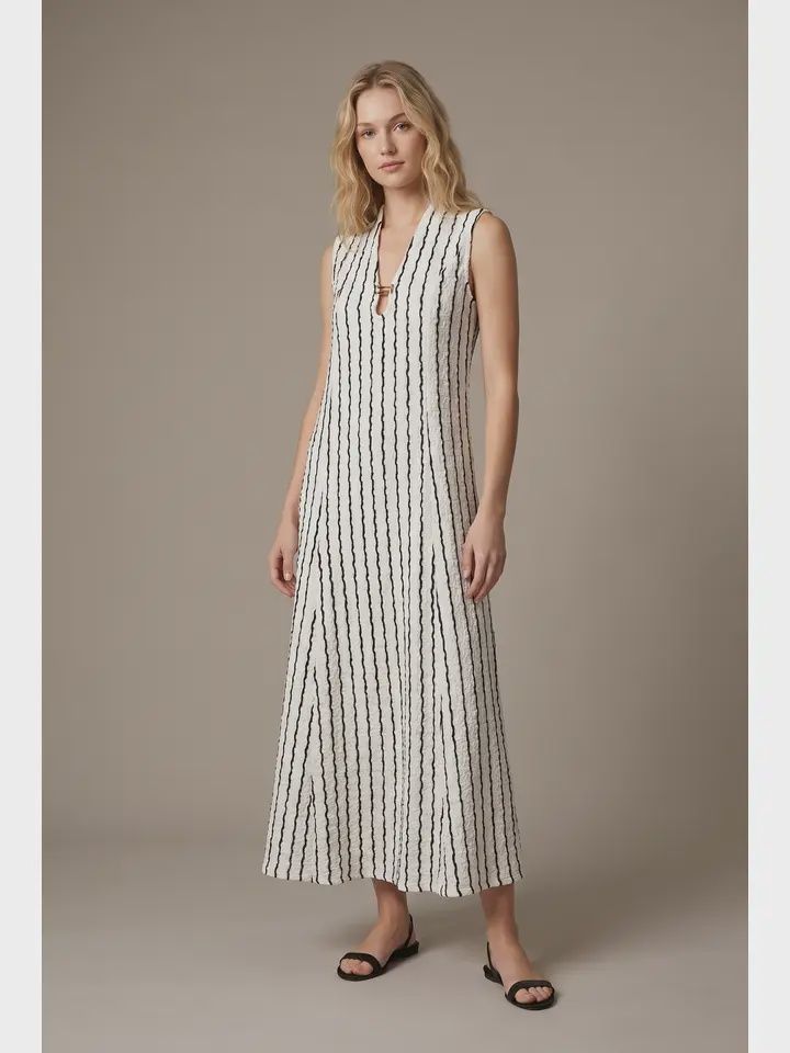 Textured Stripe Maxi Dress, Size: Small