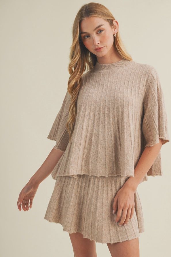 Bell Sleeve Wide-Rib Knit Top