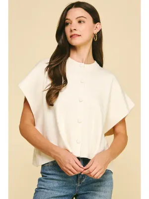 Button Short Sleeve Sweater