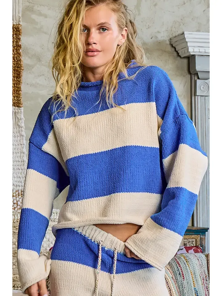 Striped Mock Sweater