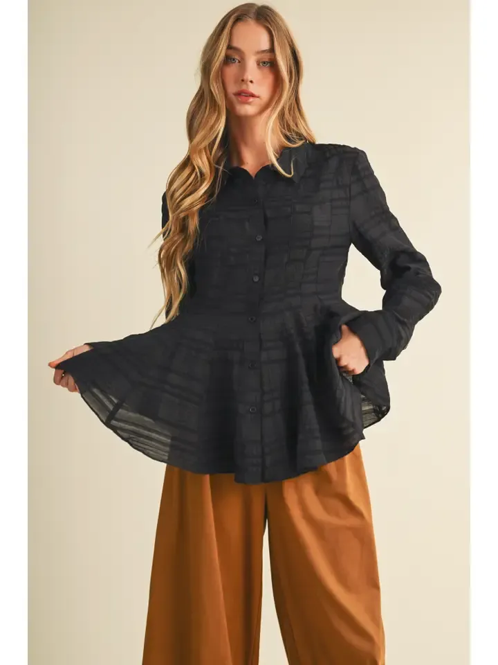 Dobby Peplum Blouse