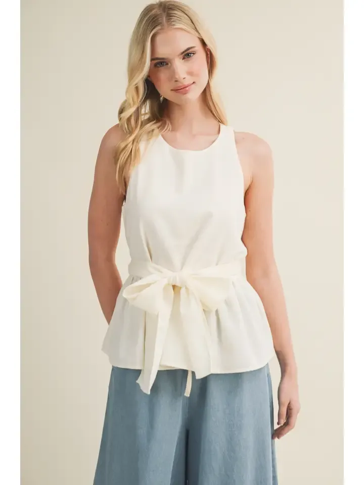 Bow-Tie Waist Peplum Top