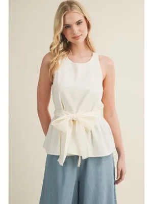 Bow-Tie Waist Peplum Top