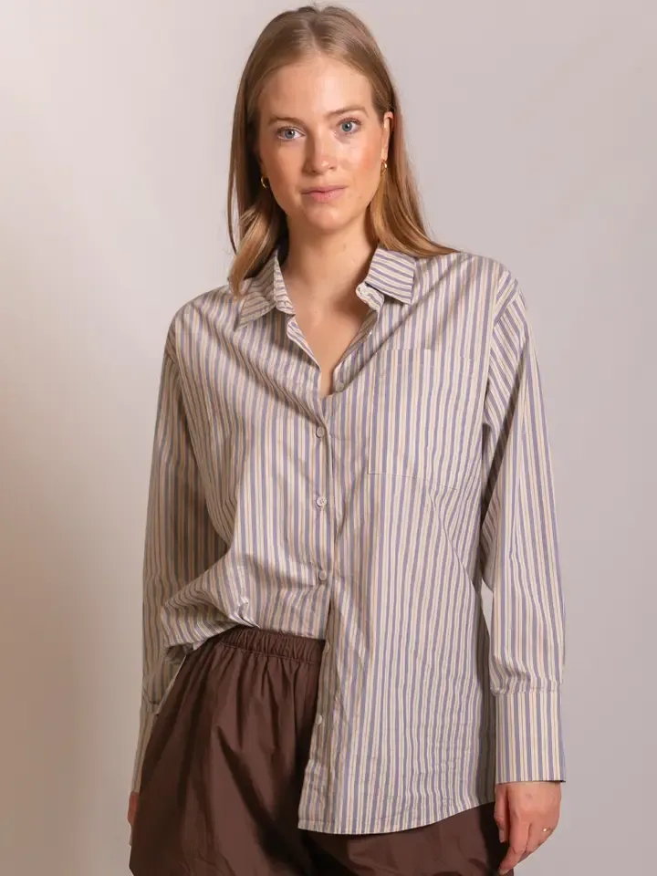 Striped Button Down Blouse, Size: XS